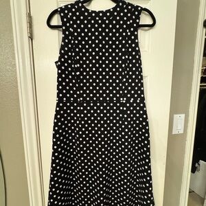 Nine West Black and White Polka Dot Midi Dress